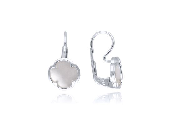 MOISS náušnice z bílého zlata ČTYŘLÍSTEK