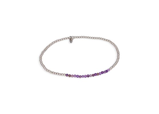 MOISS stříbrný korálkový náramek AMETYST