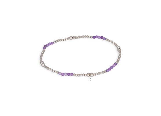 MOISS stříbrný korálkový náramek AMETYST