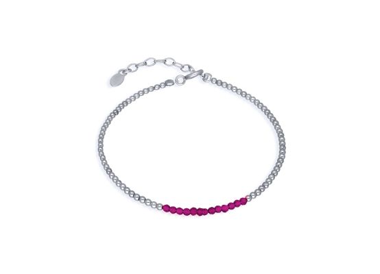 MOISS stříbrný korálkový náramek RUBÍN