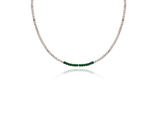 MOISS stříbrný korálkový náhrdelník ACHÁT