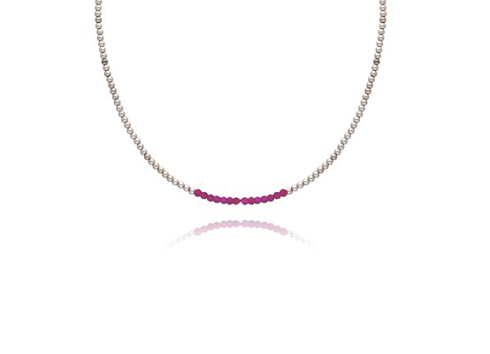 MOISS stříbrný korálkový náhrdelník RUBÍN