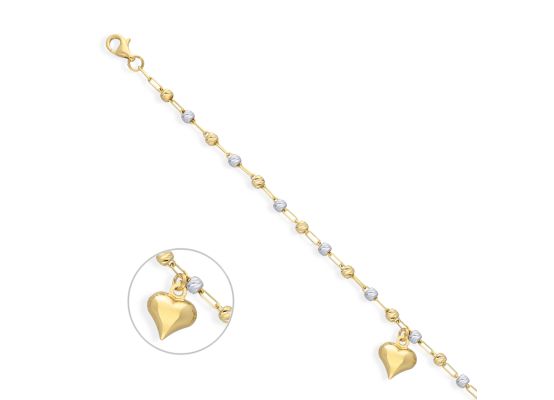 MOISS náramek ze žlutého zlata SRDCE BICOLOR