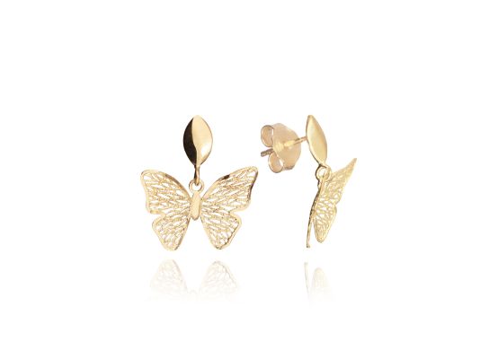 MOISS náušnice ze žlutého zlata MOTÝL