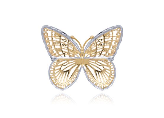 MOISS brož ze žlutého zlata MOTÝL BICOLOR