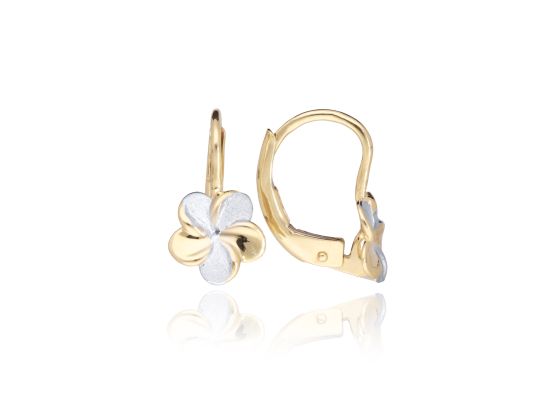 MOISS náušnice ze žlutého zlata KVĚTINA BICOLOR