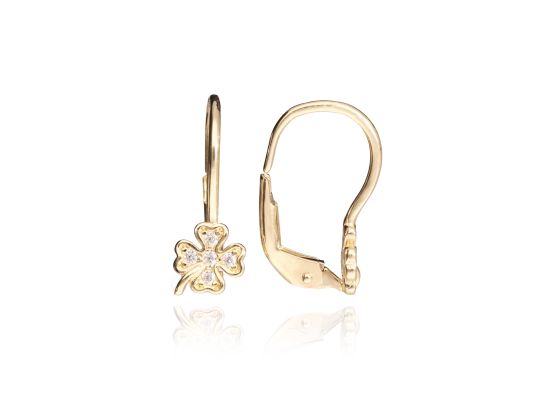 MOISS náušnice ze žlutého zlata ČTYŘLÍSTEK