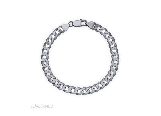 DIVERSE stříbrný náramek FLAT CURB blackened