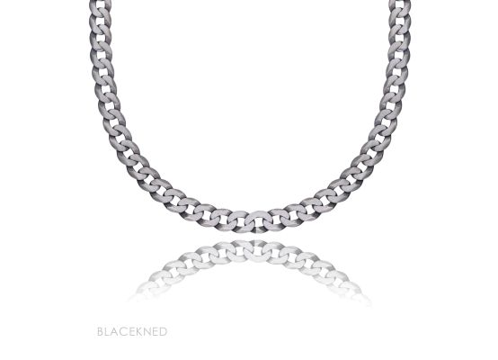 DIVERSE stříbrný řetízek FLAT CURB blackened