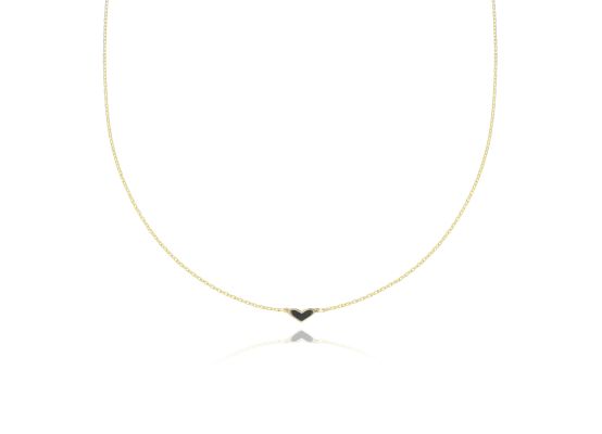 MOISS náhrdelník ze žlutého zlata SRDCE ONYX