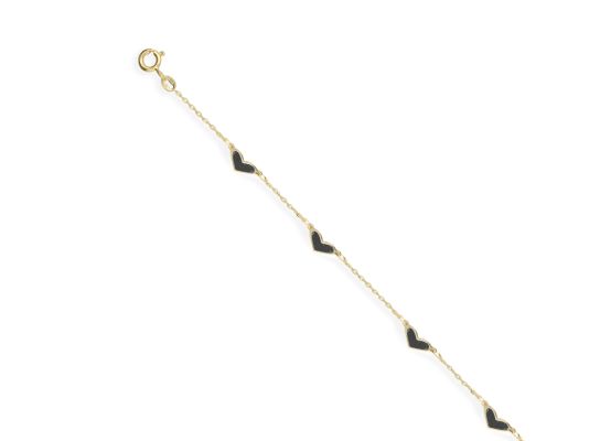 MOISS náramek ze žlutého zlata SRDCE ONYX