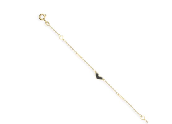 MOISS náramek ze žlutého zlata SRDCE ONYX