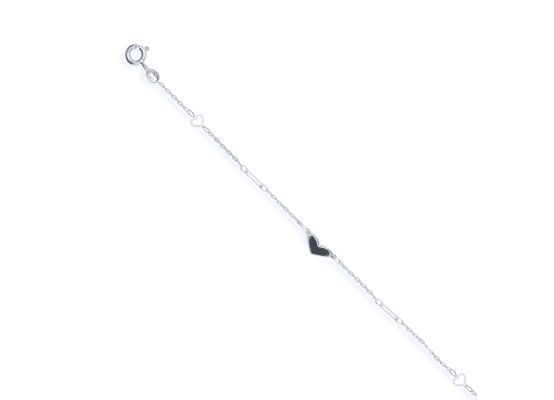 MOISS náramek z bílého zlata SRDCE ONYX