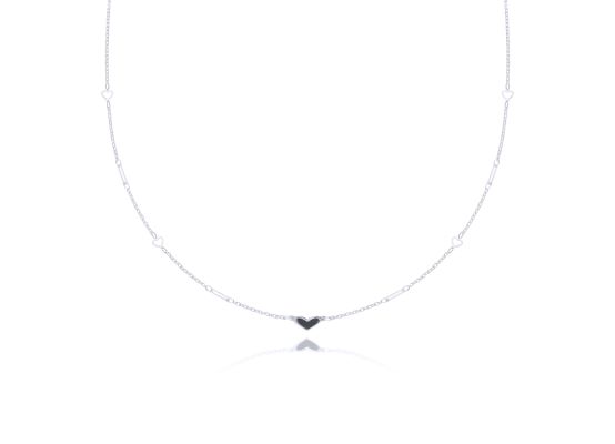 MOISS náhrdelník z bílého zlata SRDCE ONYX