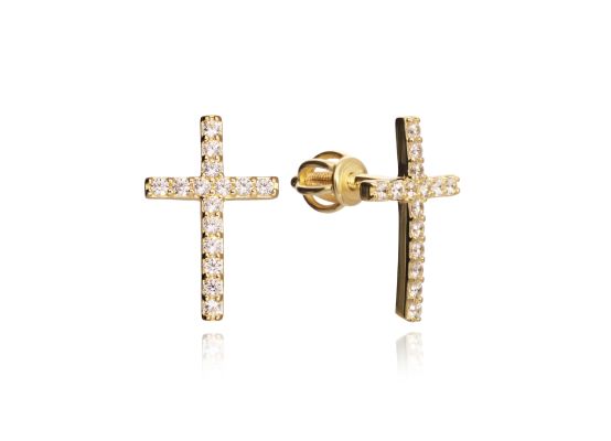 MOISS naušnice ze žlutého zlata KŘÍŽEK