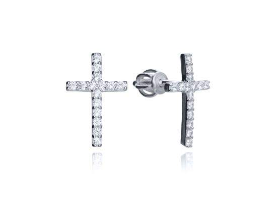 MOISS náušnice z bílého zlata KŘÍŽEK