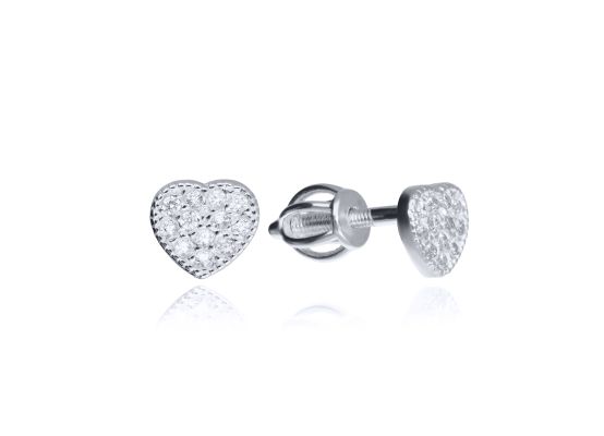 MOISS náušnice z bílého zlata SRDCE