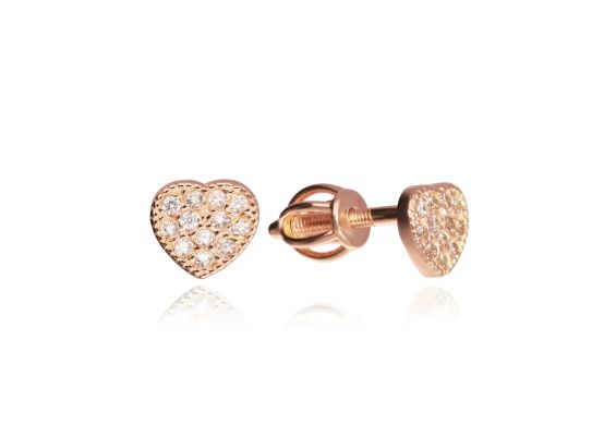 MOISS náušnice z růžového zlata SRDCE