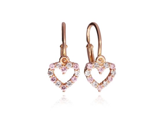 MOISS náušnice z růžového zlata SRDCE