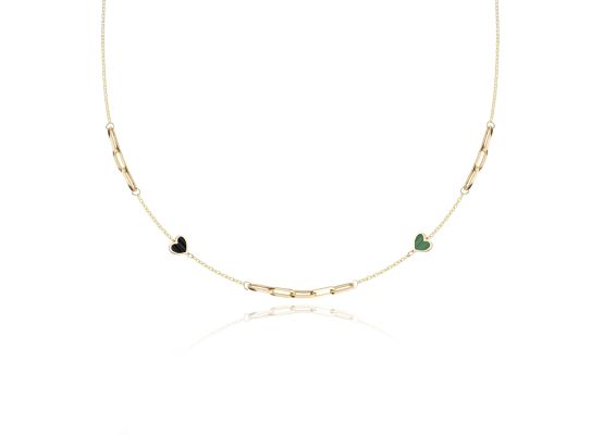 MOISS náhrdelník ze žlutého zlata SRDCE ONYX