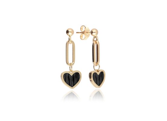 MOISS náušnice ze žlutého zlata SRDCE ONYX