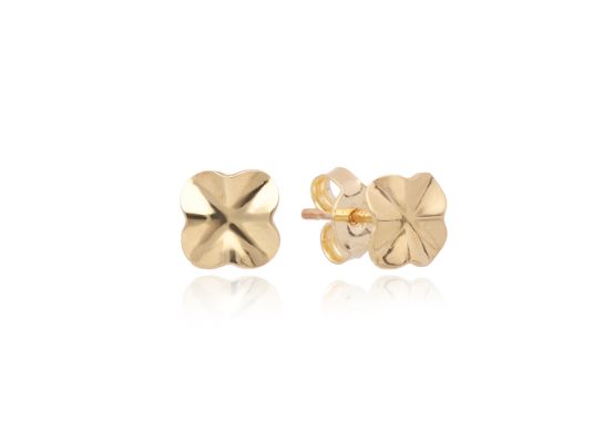 MOISS náušnice ze žlutého zlata ČTYŘLÍSTEK