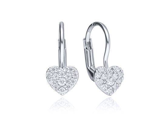 MOISS náušnice z bílého zlata SRDCE