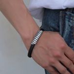 DIVERSE kožený náramek z oceli