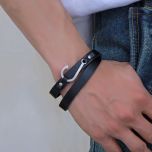 DIVERSE kožený náramek z oceli