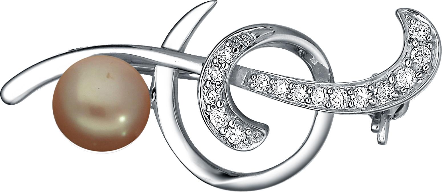 Moonpearls MOON Abell - stříbrná brož s pravou říční růžovou perlou OP000002 OP000002 + doprava ZDARMA