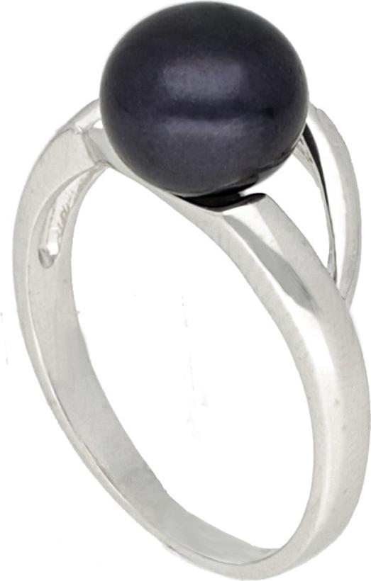 Moonpearls MOON Nissim - prsten s pravou říční černou perlou RP000186 Velikost 49 mm RP000186