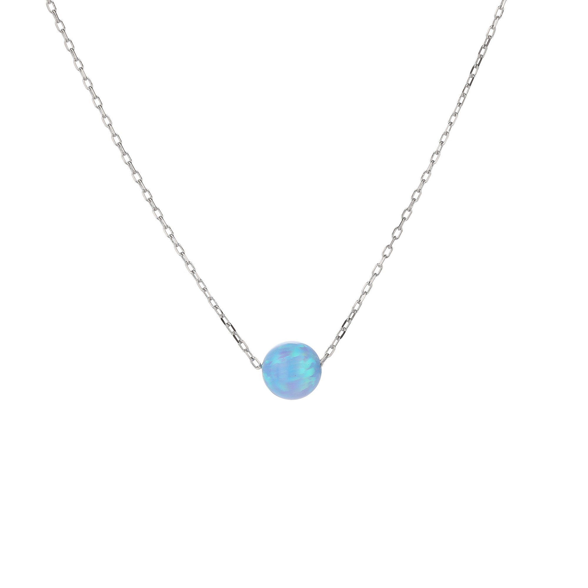 Moiss Moiss stříbrný náhrdelník s 6 mm světle modrým OPÁLEM N0000244 N0000244