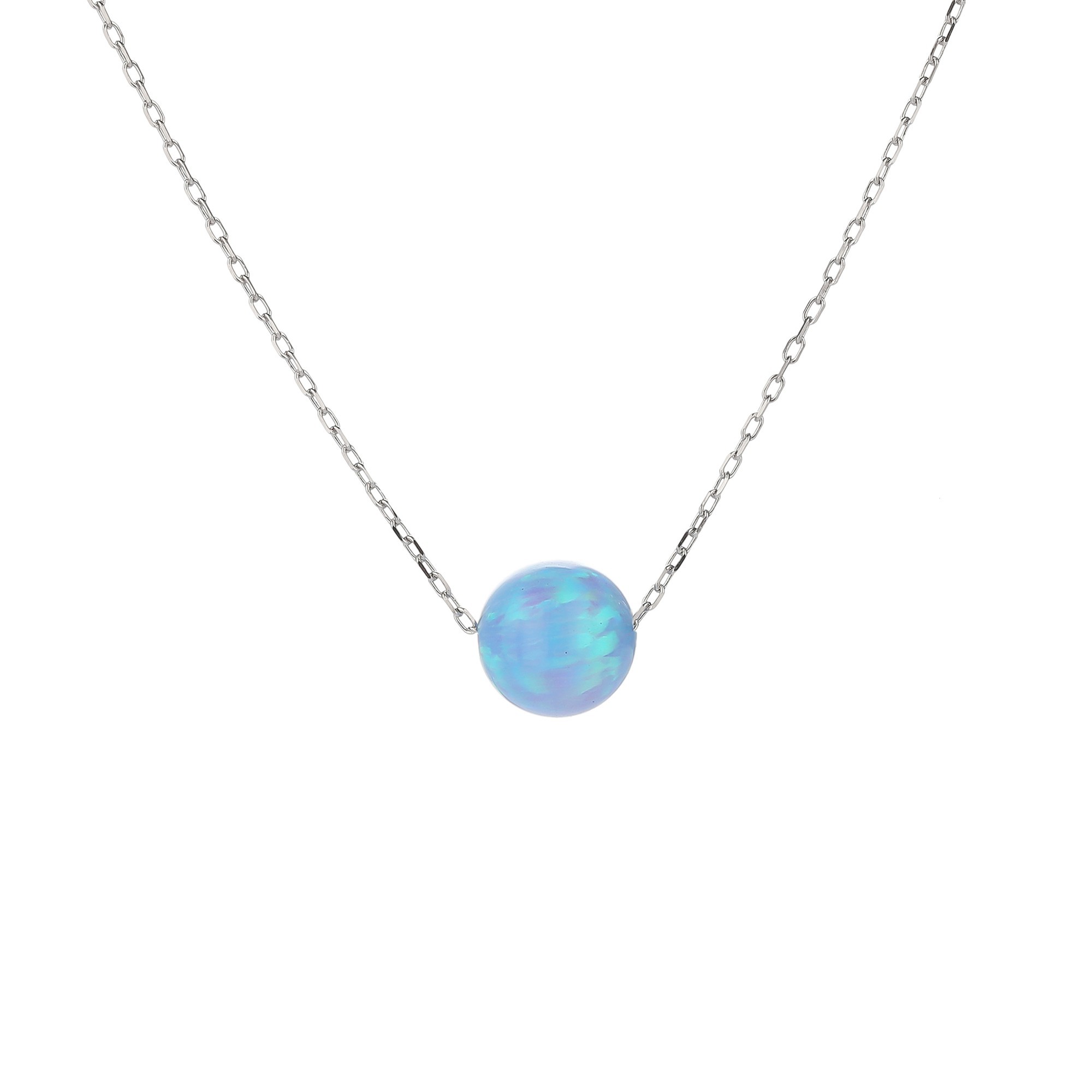 MOISS Moiss stříbrný náhrdelník se světle modrým OPÁLEM 8mm N0000247 N0000247