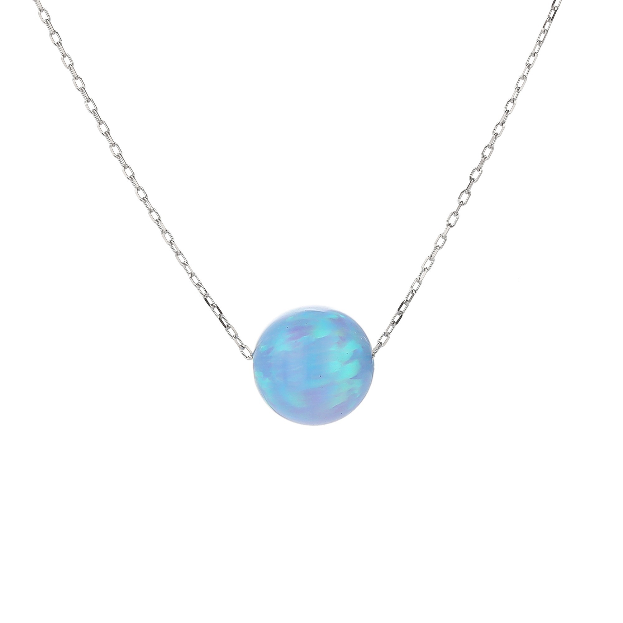 MOISS Moiss stříbrný náhrdelník se světle modrým OPÁLEM 10mm N0000250 N0000250