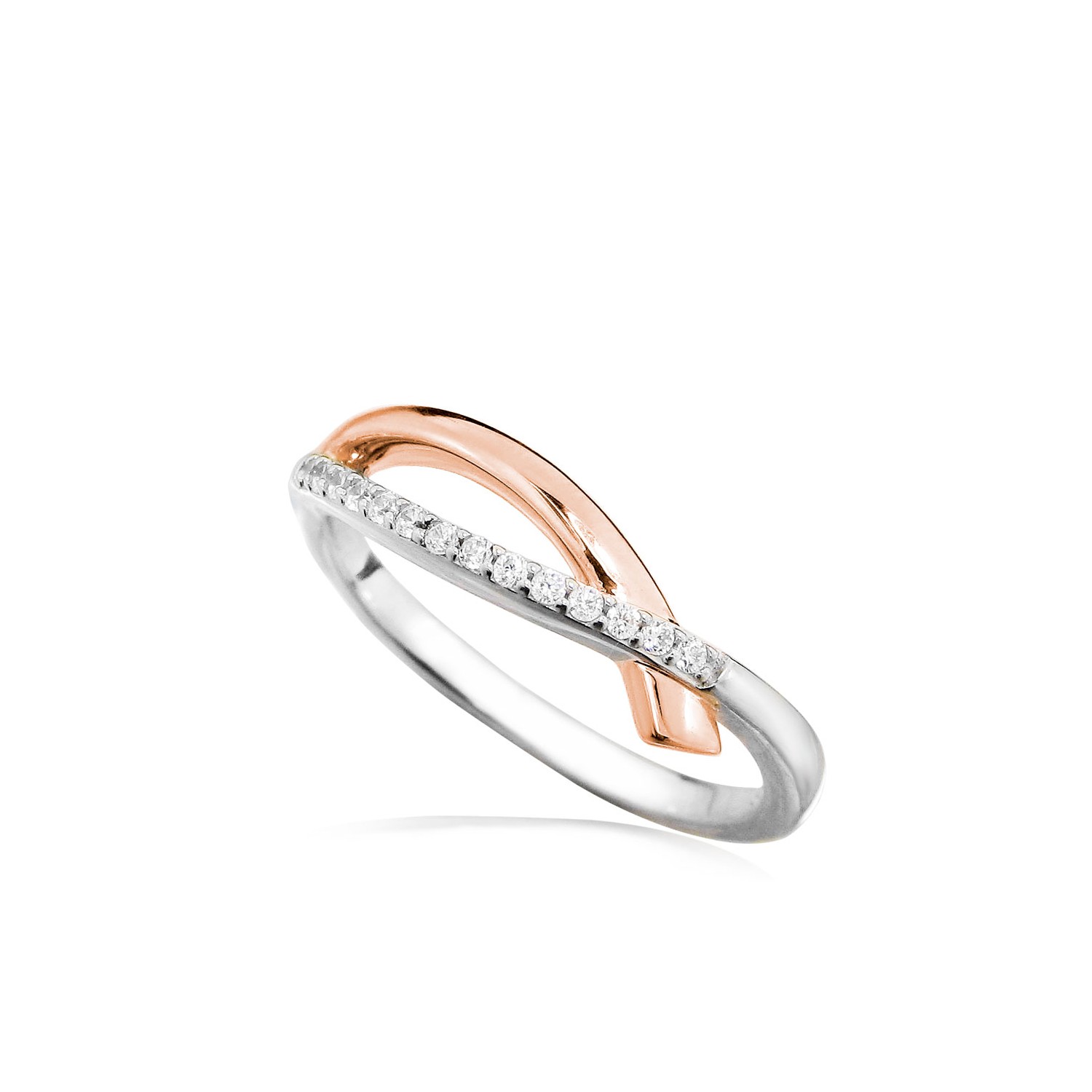 MOISS Moiss stříbrný prsten ADÉLA BICOLOR ROSE R0000917 Velikost 52 mm R0000917