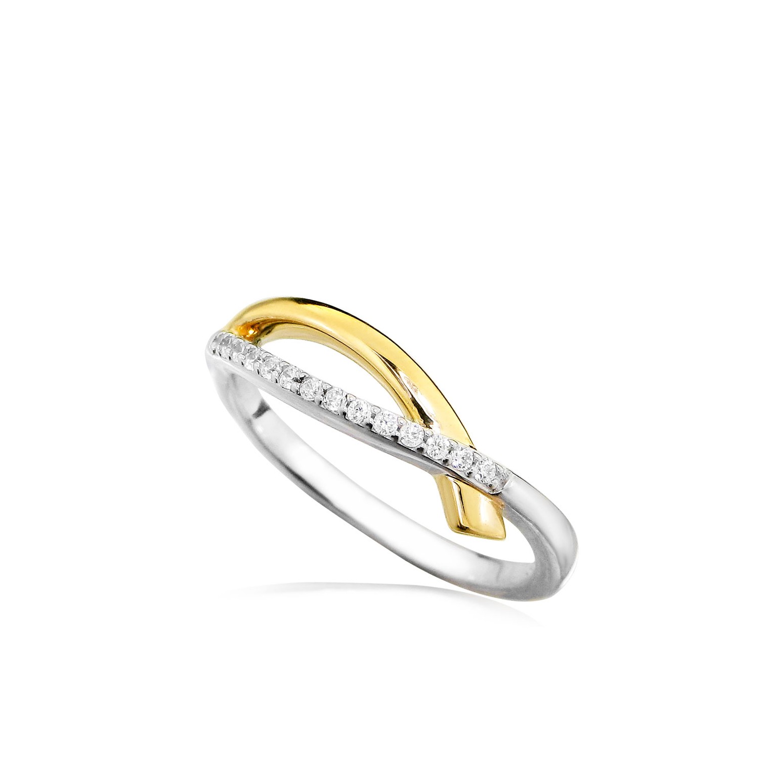 MOISS Moiss stříbrný prsten ADÉLA BICOLOR GOLD R0000983 Velikost 57 mm R0000985