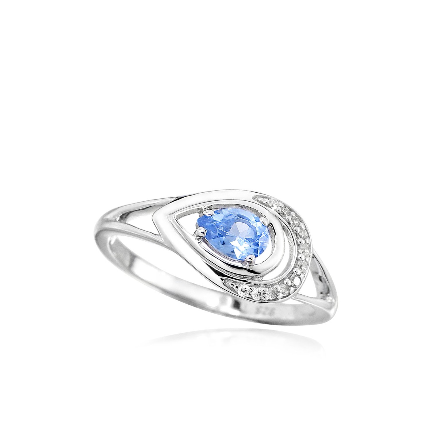MOISS Moiss stříbrný prsten MARIŠKA s MODRÝM TOPAZEM RG000047 Velikost 57 mm RG000049