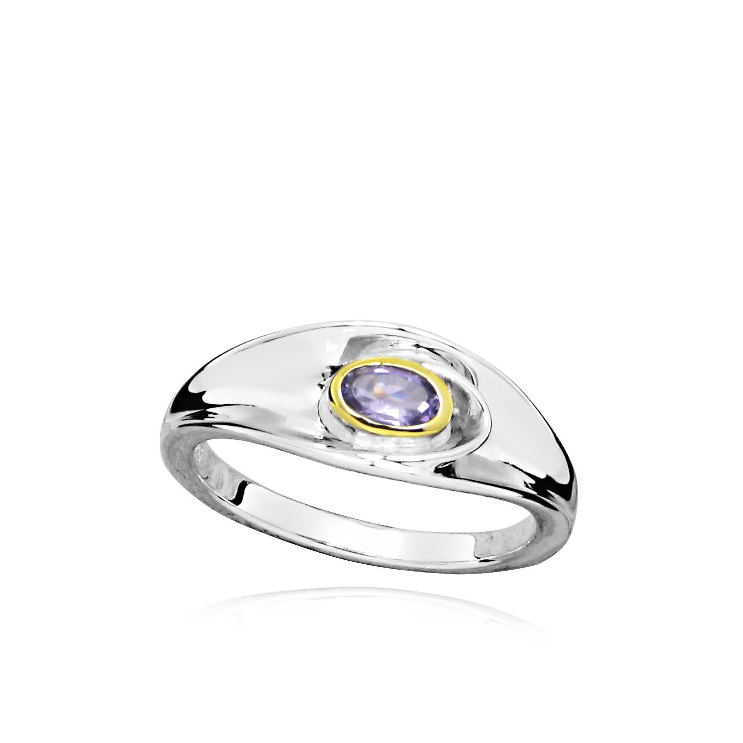 MOISS Moiss stříbrný prsten MARLEN BICOLOR GOLD s AMETYSTEM RG000120 Velikost 59 mm RG000123