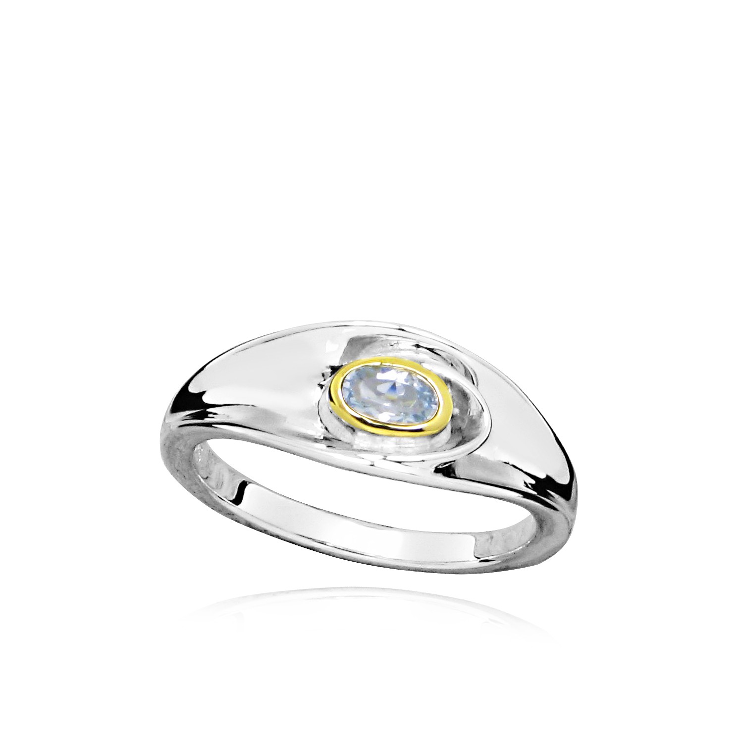 MOISS Moiss stříbrný prsten MARLEN BICOLOR GOLD s MODRÝM TOPAZEM RG000125 Velikost 52 mm RG000125