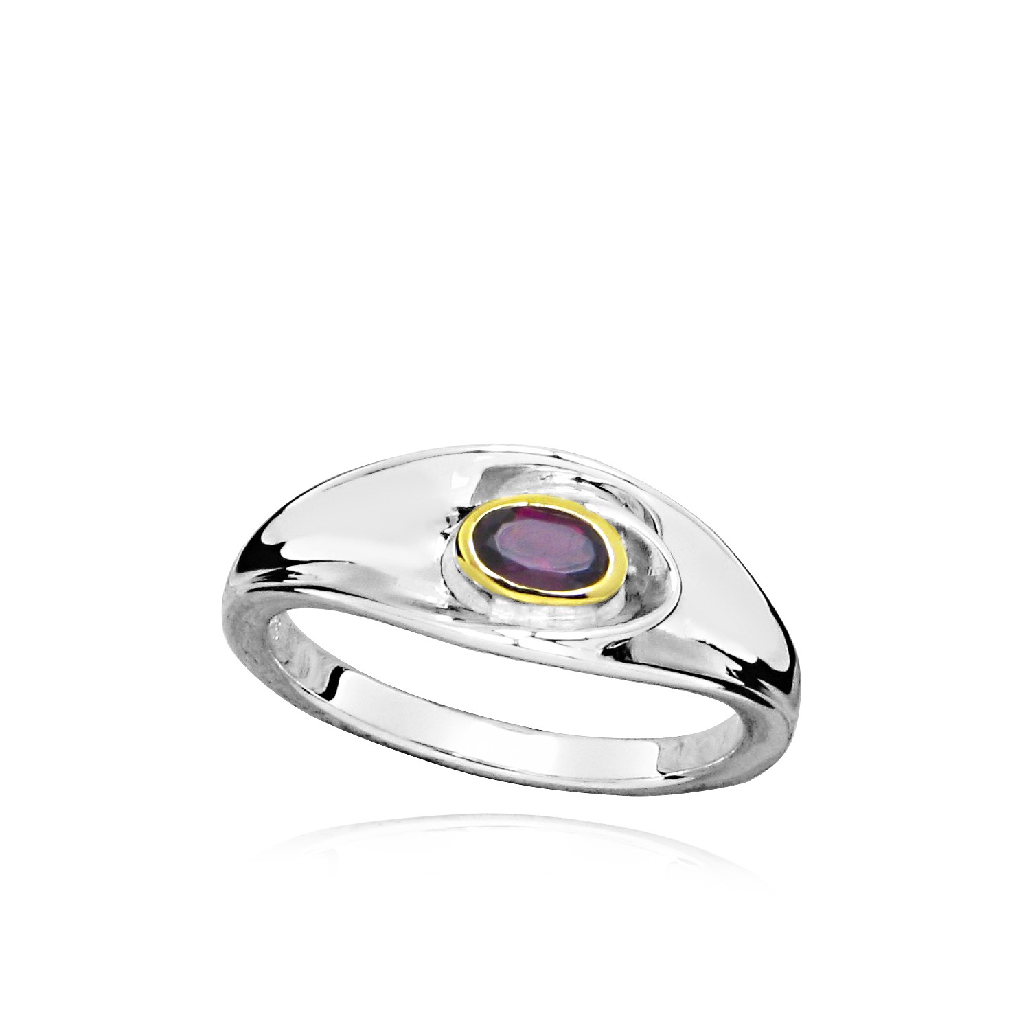 MOISS Moiss stříbrný prsten MARLEN BICOLOR GOLD s GRANÁTEM RG000140 Velikost 59 mm RG000143