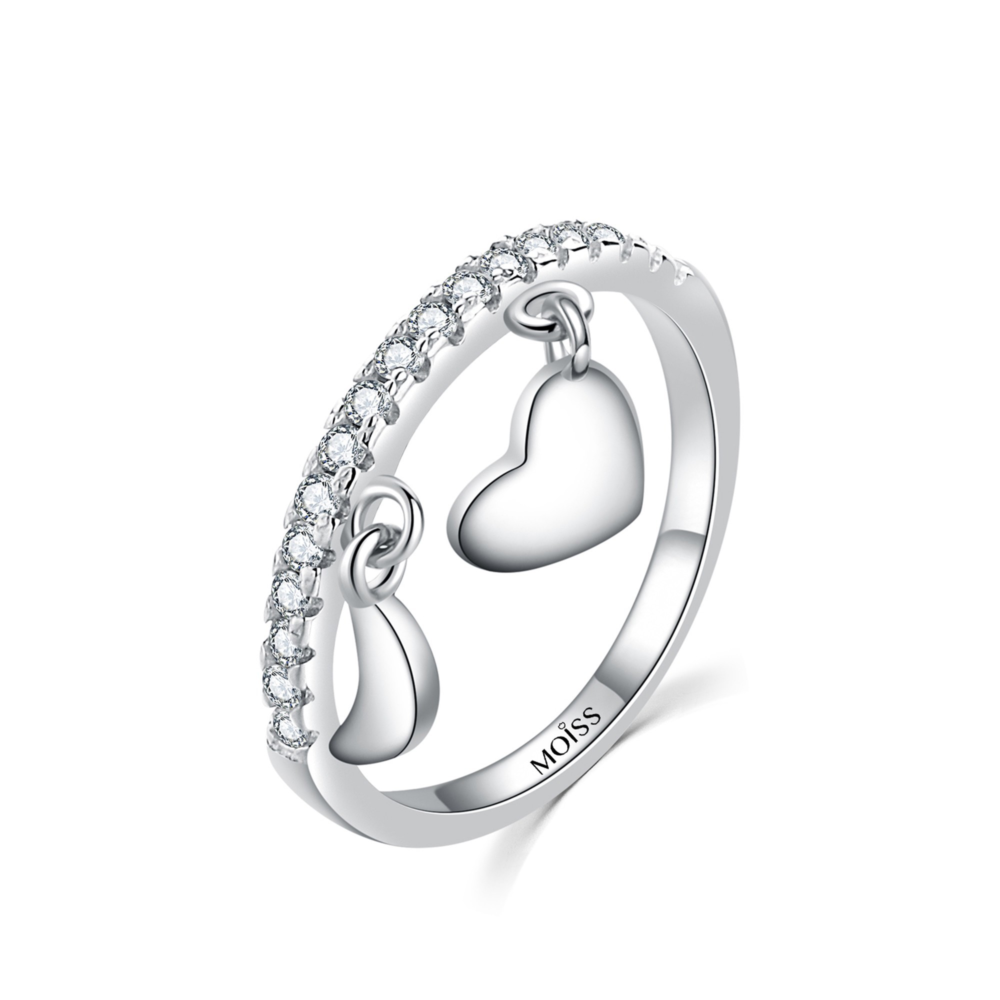 MOISS Moiss stříbrný prsten SRDCE DOUBLE R0001928 Velikost 52 mm R0001932