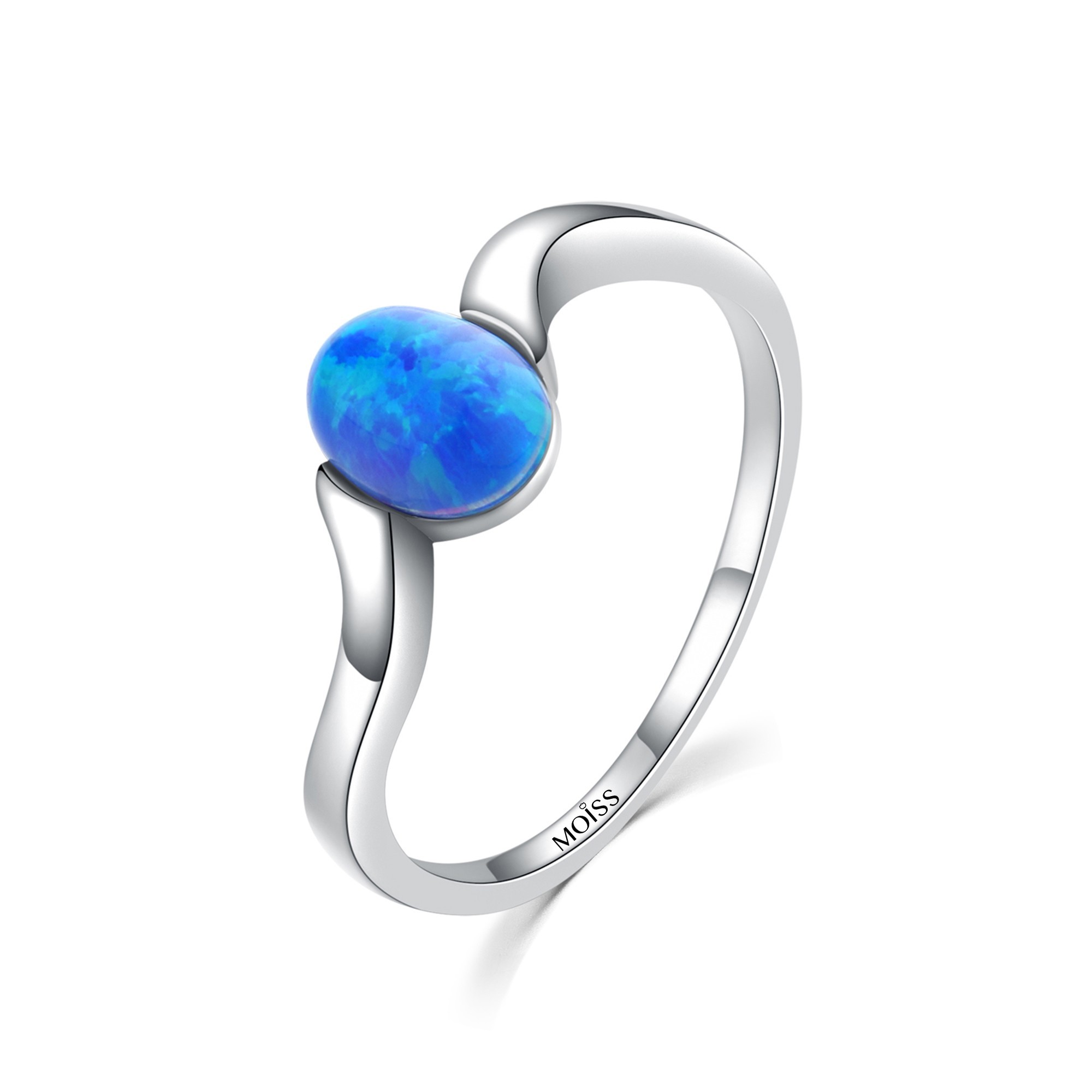 MOISS Moiss stříbrný prsten s tmavě modrým syntetickým OPÁLEM R0002000 Velikost 56 mm R0002002