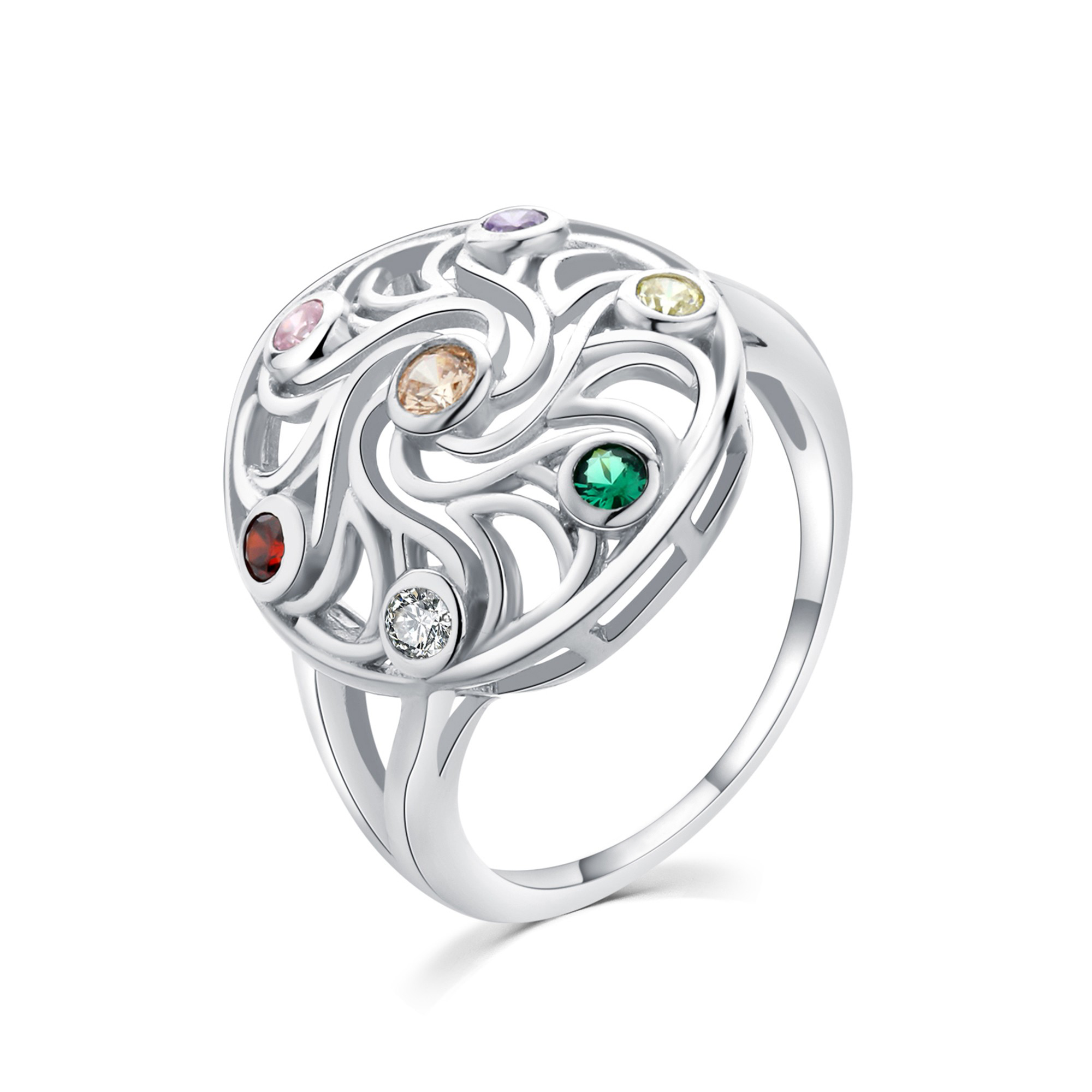 MOISS Moiss stříbrný prsten s barevnými kameny R0002143 Velikost 57 mm R0002144
