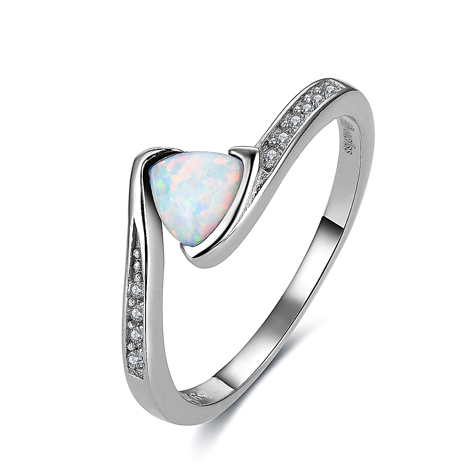 MOISS Moiss stříbrný prsten BELENA S BÍLÝM OPÁLEM R0002769 Velikost 64 mm R0004242
