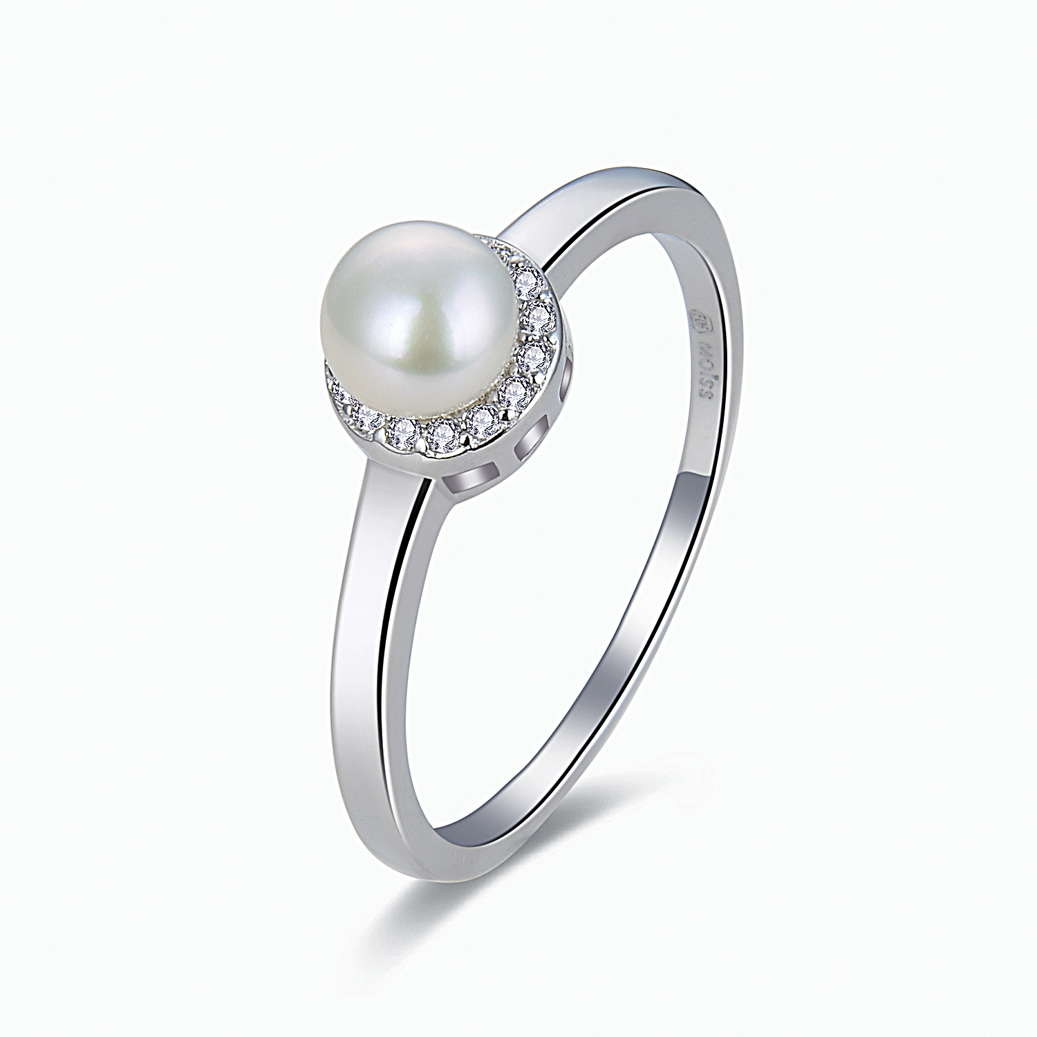 MOISS Moiss stříbrný prsten s perlou TINA RP000298 Velikost 52 mm RP000299