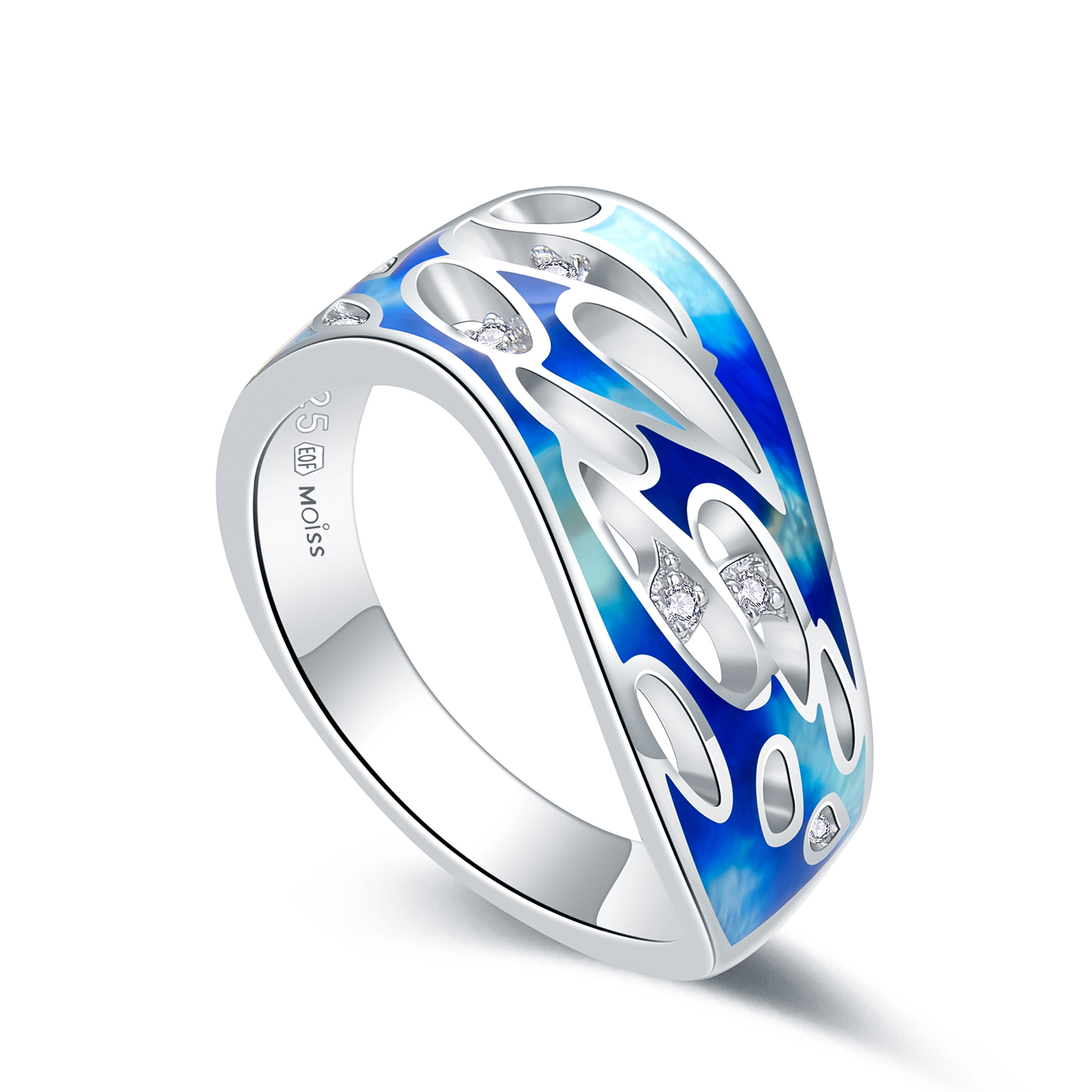 MOISS Moiss stříbrný prsten KLAUDIE smalt R0002366 Velikost 57 mm R0001183
