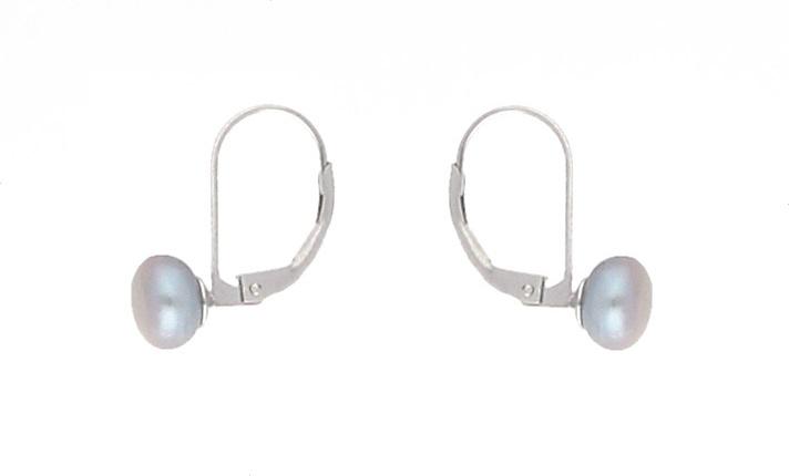 Moonpearls Moiss stříbrné náušnice AMASYA s pravými říčními šedými perlami EP000115 EP000115