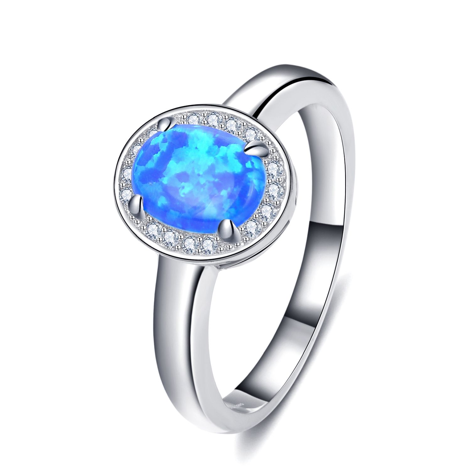 MOISS Moiss stříbrný prsten s tmavě modrým opálem AZALLY R0000519 Velikost 56 mm R0000893