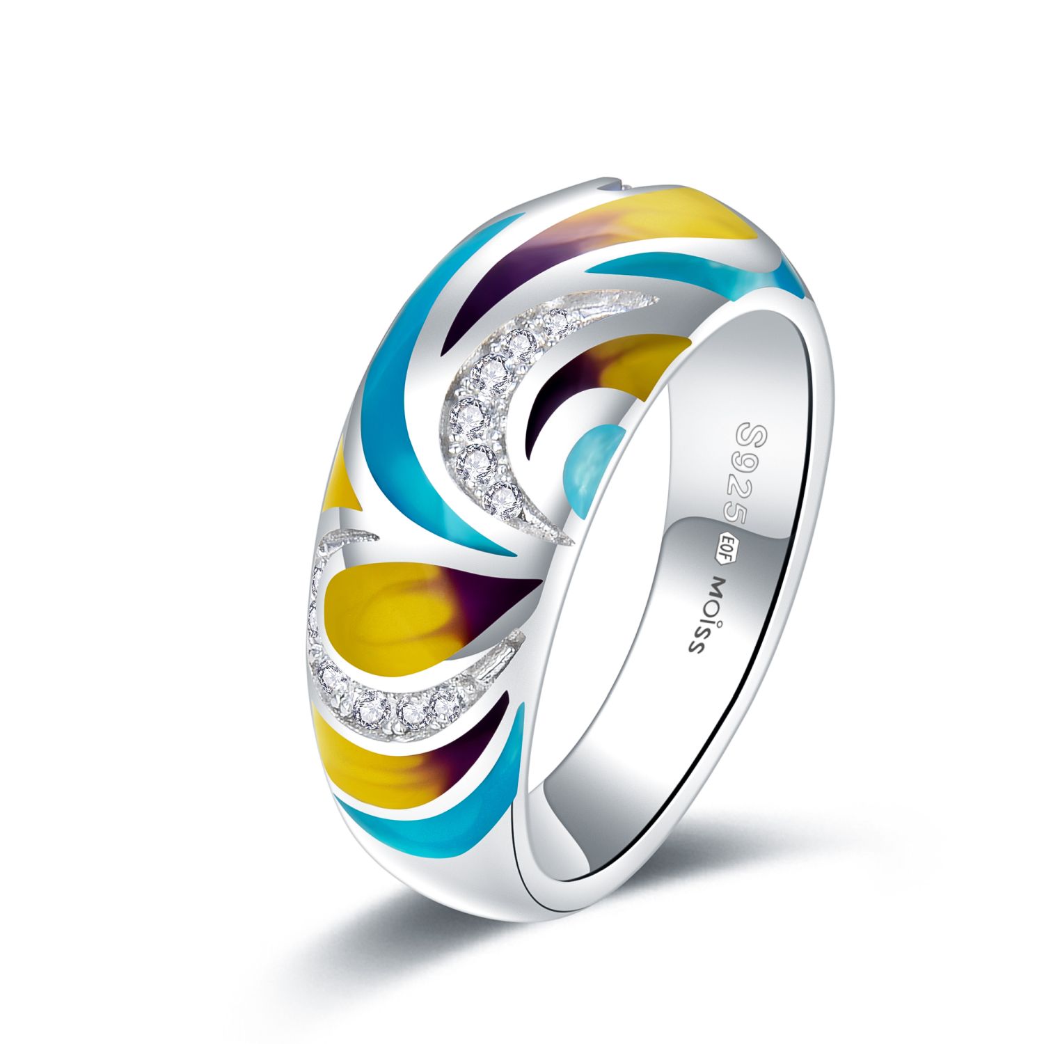 MOISS Moiss stříbrný prsten KAITO smalt R0001345 Velikost 60 mm R0001346