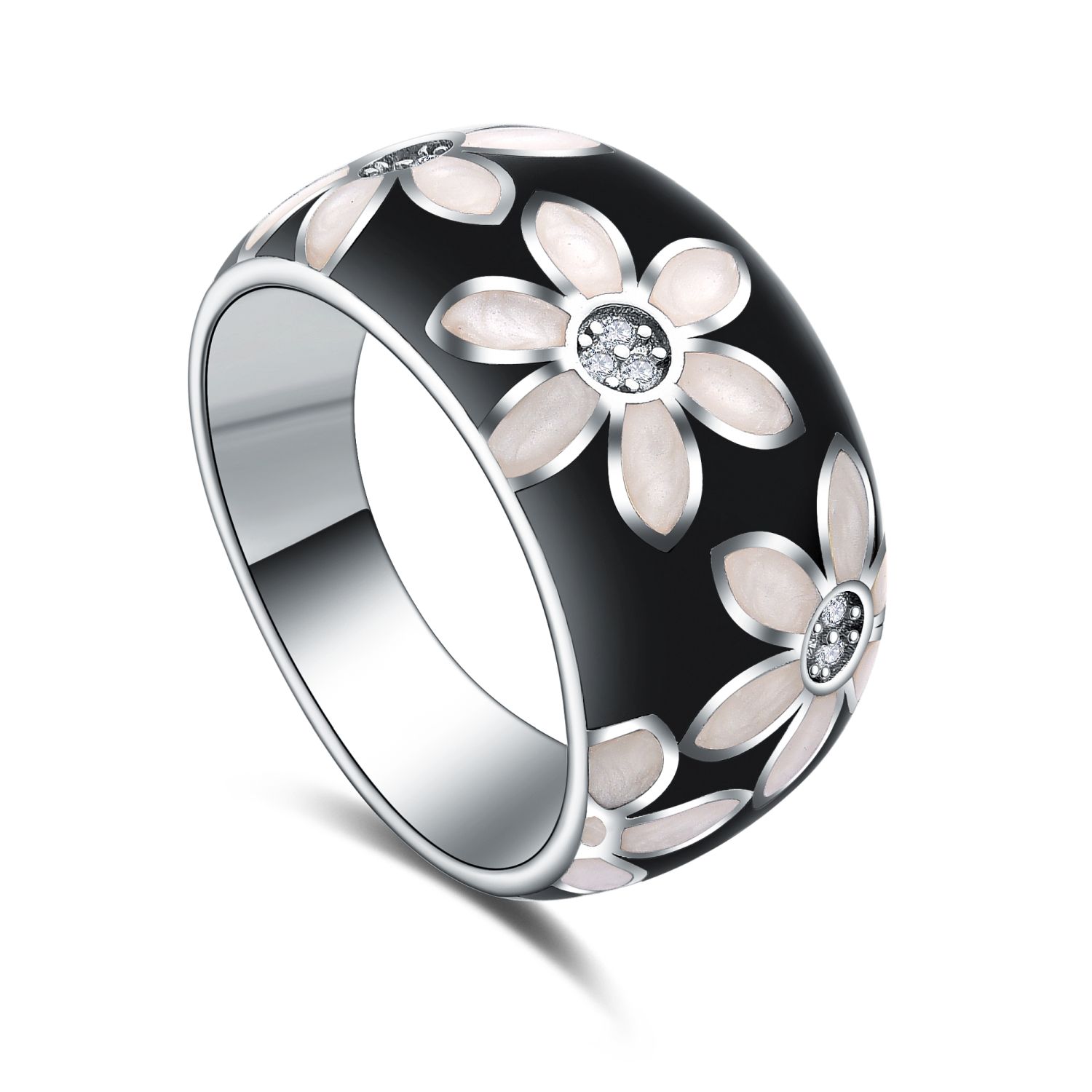 MOISS Moiss stříbrný prsten KVĚTINA smalt R0003643 Velikost 60 mm R0003646